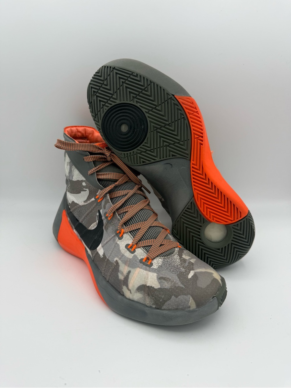 Men's Nike Hyperdunk 2015 Grey Camouflage Orange Premium Basketball Shoes Size 7